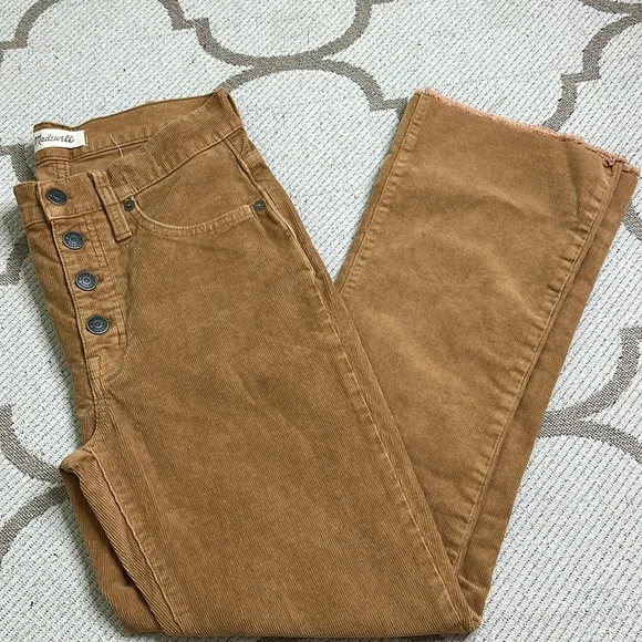Madewell Cali Demi Boot Tan Corduroy Button-Fly Pants, size 25 - Picture 16 of 17